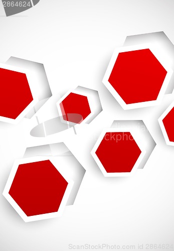 Image of Abstract background with red hexagons