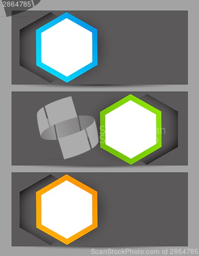 Image of Set of banners with hexagons