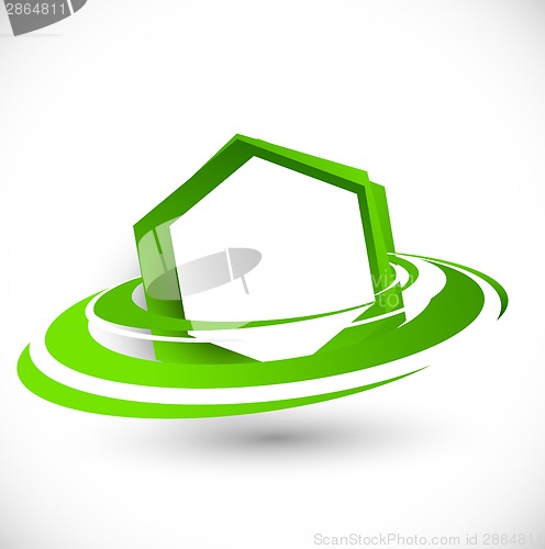 Image of Green flying hexagon