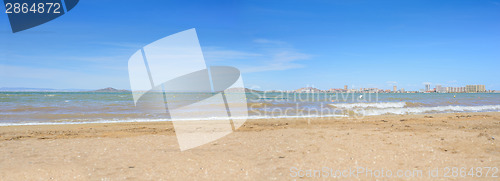 Image of European sandy beach and sea