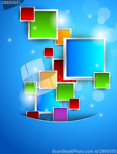 Image of Blue background with colorful squares