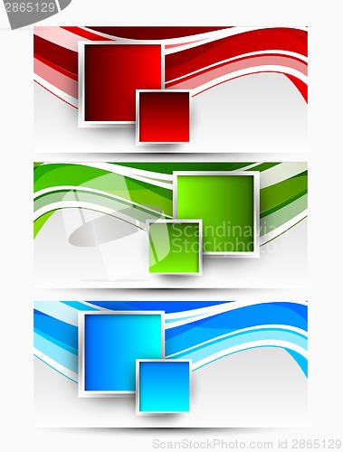 Image of Set of wavy banners with squares