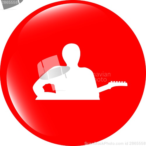 Image of guitarist web icon button isolated on white