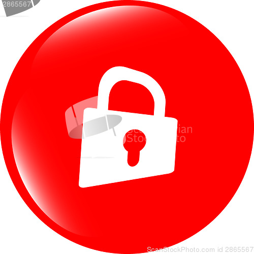 Image of Padlock icon web sign. Rounded web app button