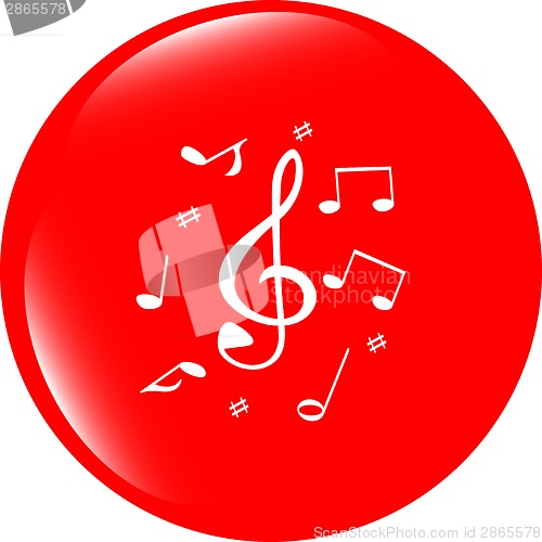 Image of music round glossy web icon on white background