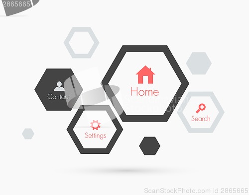 Image of Site template with hexagons. Flat design