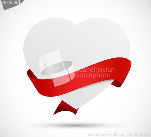 Image of Paper heart with red ribbon