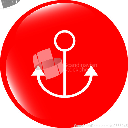 Image of sea anchor sign on web icon (button) isolated on white