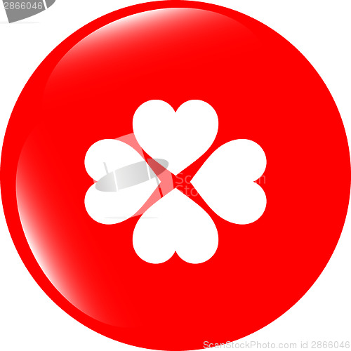 Image of button with heart set sign, icon isolated on white