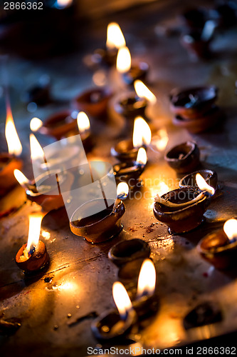 Image of Burning candles in the Indian temple.