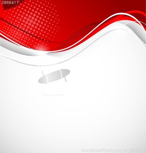 Image of Abstract wavy background in red color