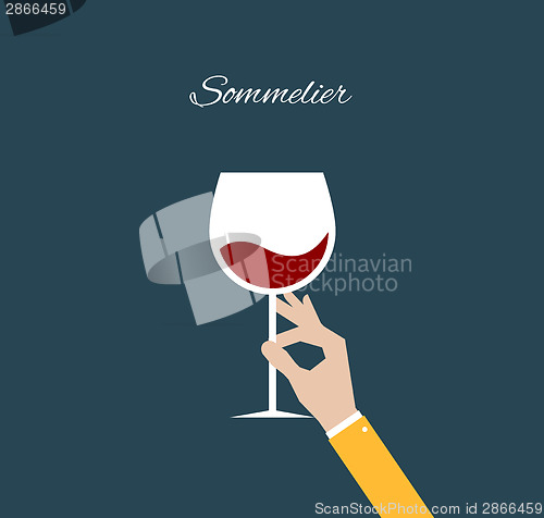 Image of Sommelier. Flat illustration