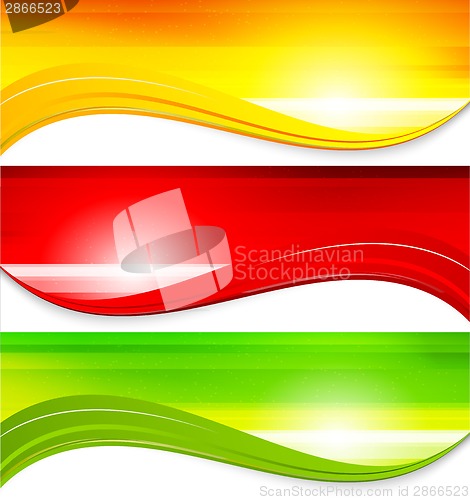 Image of Set of wavy banners