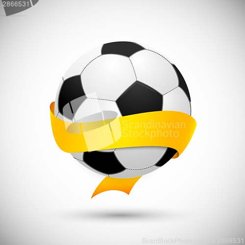 Image of Soccer ball with orange ribbon