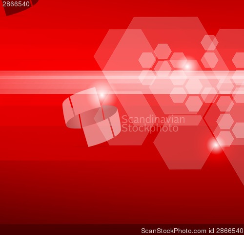 Image of Abstract red background with hexagons