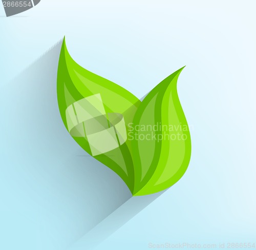 Image of Green leaves in flat style