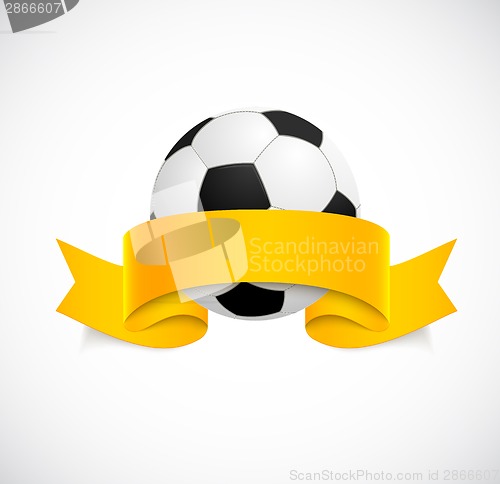 Image of Soccer ball with orange ribbon