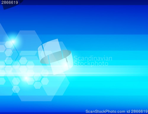 Image of Abstract blue background with hexagons