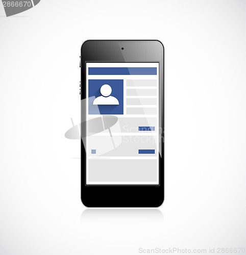 Image of Screen mobile phone with social network app