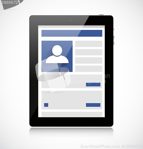 Image of Screen tablet pc with social network page