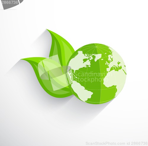 Image of Earth with two leaves