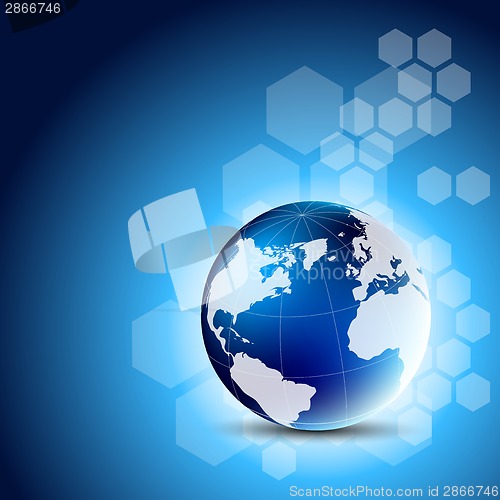Image of Abstract blue background with globe