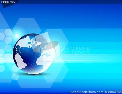 Image of Abstract blue background with globe