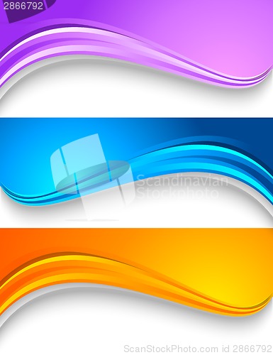 Image of Set of wavy colorful banners.