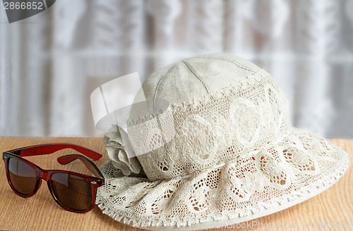 Image of Female summer hat, points for protection against the sun for sum