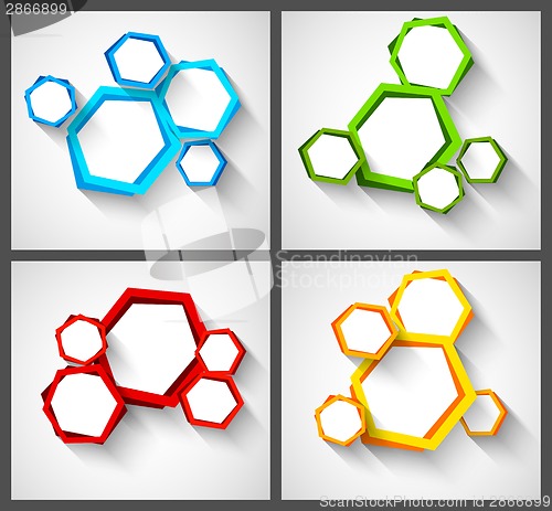 Image of Set of backgrounds with hexagons