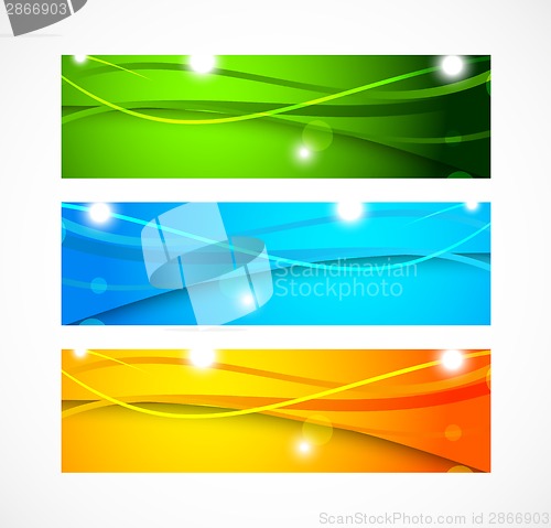 Image of Set of banners with wavy lines