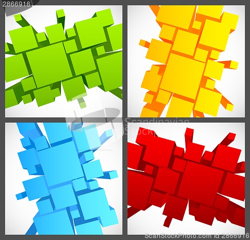 Image of Set of backgrounds with 3d squares