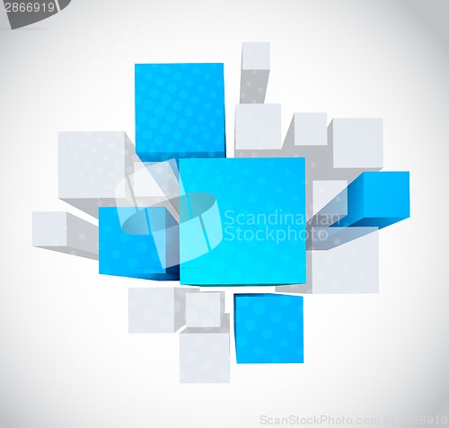 Image of Abstract background with 3d gray and blue cubes