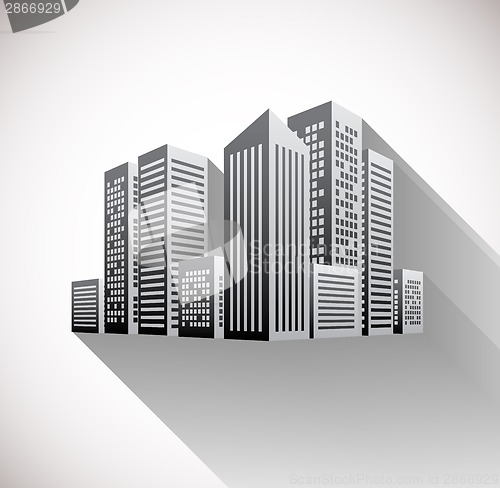 Image of Cityscape illustration with long shadow