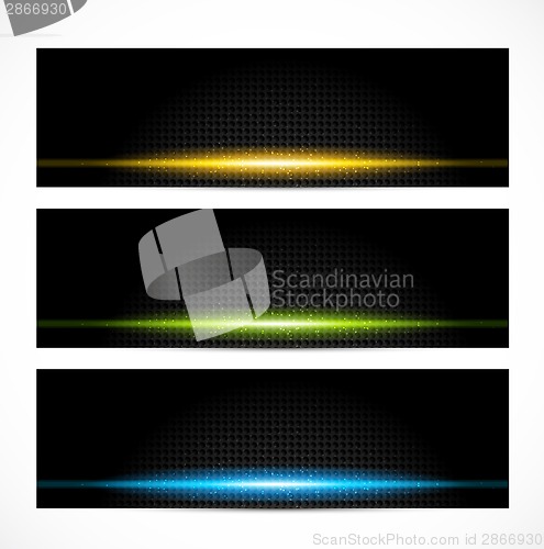 Image of Set of bright glowing banners