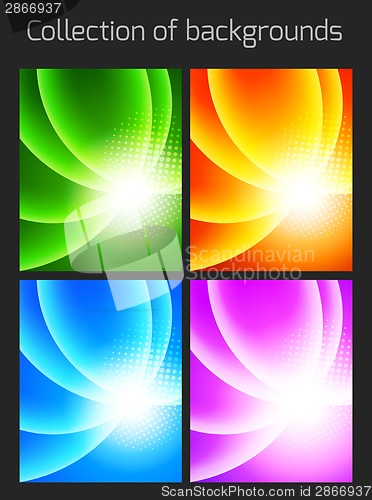 Image of Set of colorful backgrounds with light effect