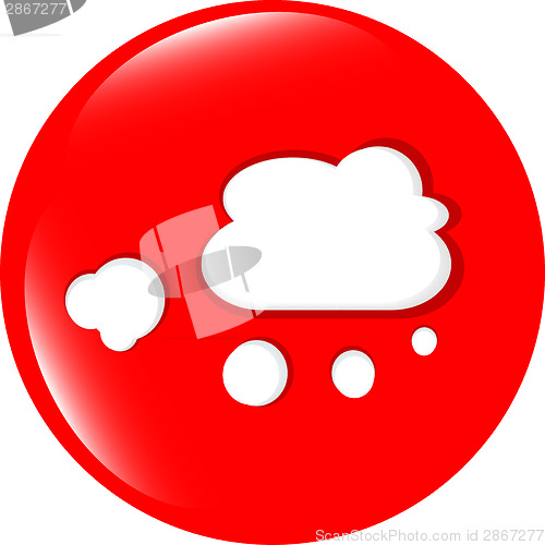 Image of white cloud on internet web icon isolated on white