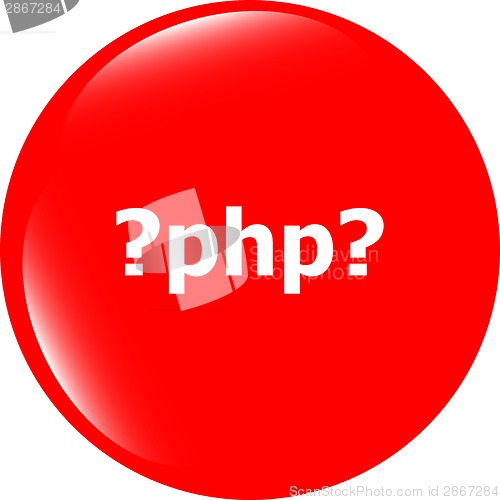 Image of PHP sign icon. Programming language symbol. Circles buttons