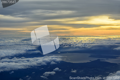 Image of Airplane Sunset Cloudscapes