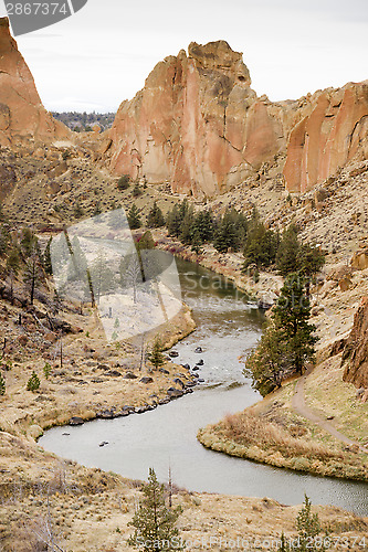 Image of Bright Overcast Day Rugged Oregon Landscape Crooked River Smith 