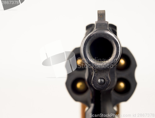 Image of 38 Snub Nose Revolver Weapon Gun Pointed at Viewer