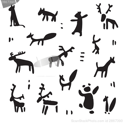 Image of Siberia. Primitive painting set.
