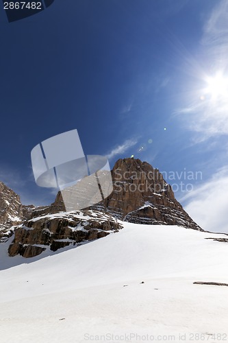 Image of Snowy rocks at nice day