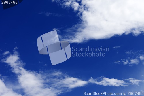 Image of Blue sky with clouds in sun windy day