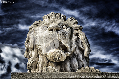 Image of Lion of the Chain Bridge in Budapest