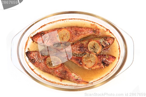 Image of grilled redfishes with lemon 