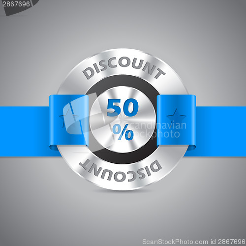 Image of 50% discount sale metallic badge