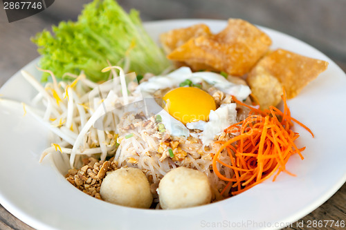 Image of Thai Noodle Dish with Fried Egg