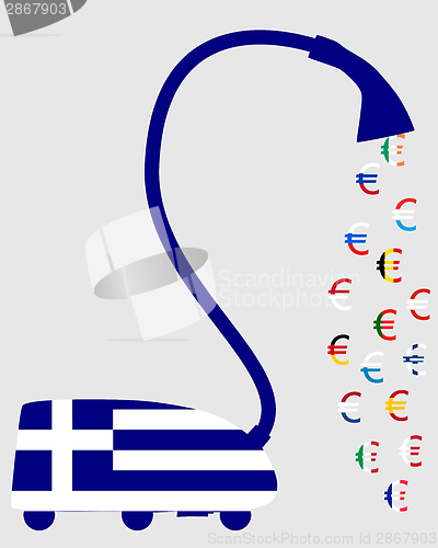 Image of Greek vacuum cleaner with european euros