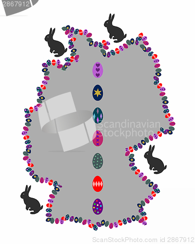 Image of Map of Germany with easter eggs and easter bunnys